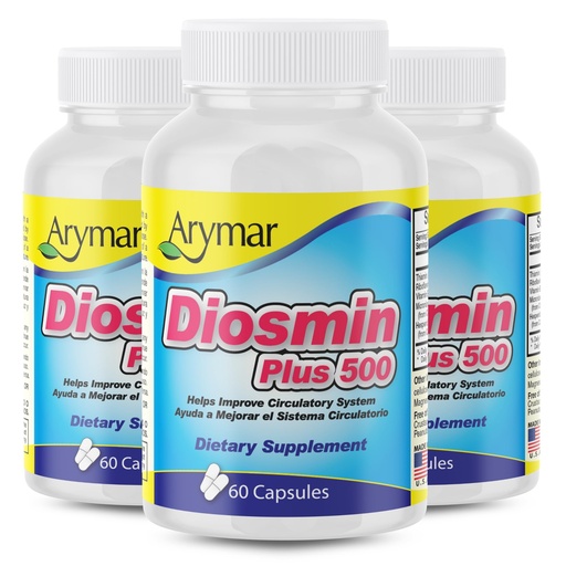 [BRSRGAY6OF6AIFY3] Arymar Diosmin Plus 500 with Hesperidin & B Vitamins – 60 Capsules (3-Pack)