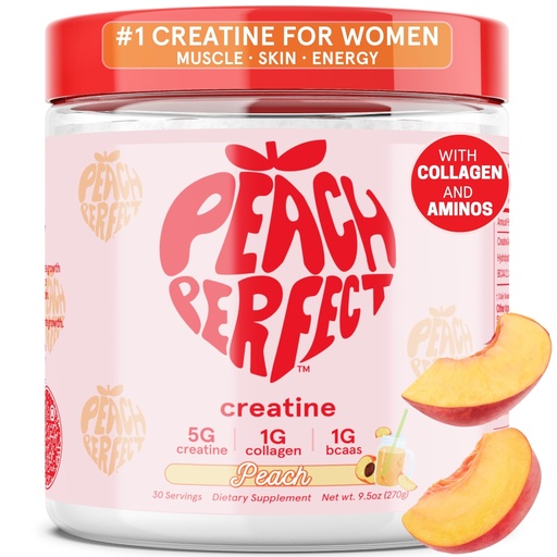 [BRSRAGIKAEBR6CDU] Peach Perfect Creatine for Women – Micronized Creatine Monohydrate Powder with BCAA & Collagen for Glute Strength Support, Boosts Energy, Focus, Strength, and Endurance – Peach, 30 Servings