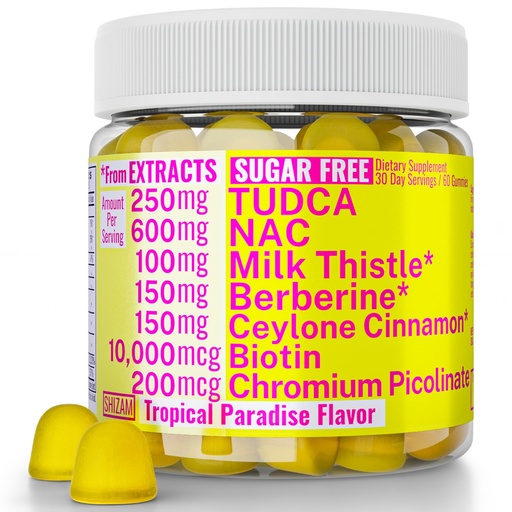 [BRSROGTYOZ6AKETU] Sugar Free Gummies Gummies with Chromium Picolinate TUDCA NAC Organic Ceylon Cinnamon Milk Thistle Berberine | Capsules Powder Supplements Alt | Bile Salts N-Acetyl-L-Cysteine Biotin N-Acetylcysteine