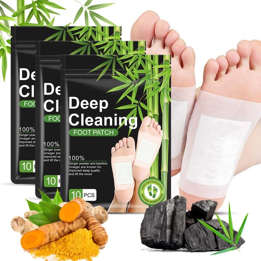[BRSW2AD5BEIAKE37] Foot Pads (30 PCS), Natural Bamboo Vinegar Ginger Powder Pad, 10 Count (Pack of 3)