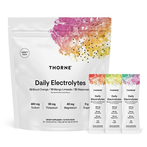 [BRSRABARA55QGG3P] THORNE Daily Electrolytes, Electrolyte Powder Drink Mix, 30 Stick Packs