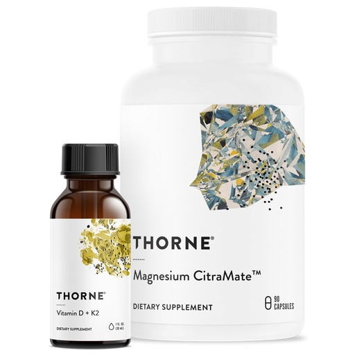 [BRSRAYLRBEFRMALJ] THORNE - Wellness Bundle - Bone, Muscle, Heart, and Lung Health - Vitamin D + K2 Liquid & Magnesium CitraMate