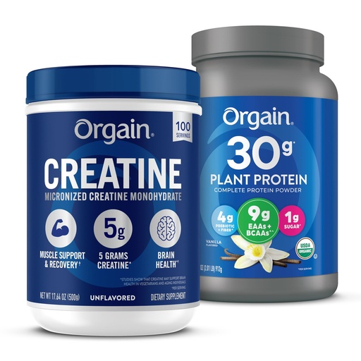 [BRSREFDQBZ5AYHLG] Orgain Creatine Monohydrate Powder 17.64 Oz (100 Servings) & Organic Vegan Protein Powder Vanilla 2.01lb Bundle - Muscle Growth & Recovery Support