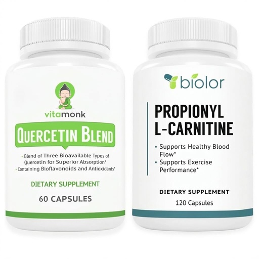 [BRSRGBIYAQHG2CL5] VitaMonk Quercetin Complex + Propionyl-L-Carnitine (PLCAR) Bundle – Immune & Antioxidant Support – Quercetin 500 mg per Serving (2 Capsules) with Bromelain + PLCAR