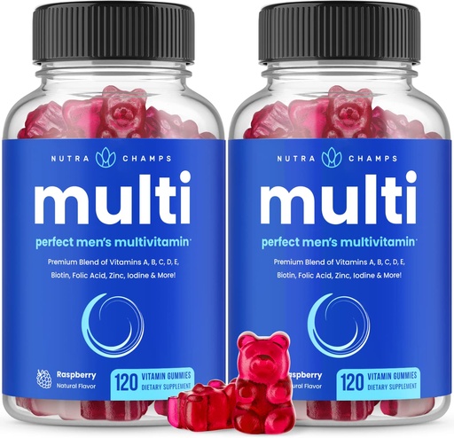 [BRSW2EIFCBYRQD37] NutraChamps Multivitamin for Men, 240 Count, Vitamins A, B, C, D, E, Biotin, Zinc, Mens Gummy Multivitamins Supplement, Chewable Daily Multi Gummy Vitamins for Men (Pack of 2)