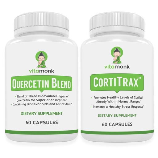 [BRSRGBIYB4BB6DYY] VitaMonk Quercetin & CortiTrax Cortisol Support - Immune, Antioxidant & Stress Balance - Quercetin 500mg, Bromelain, Adaptogens for Stress Management