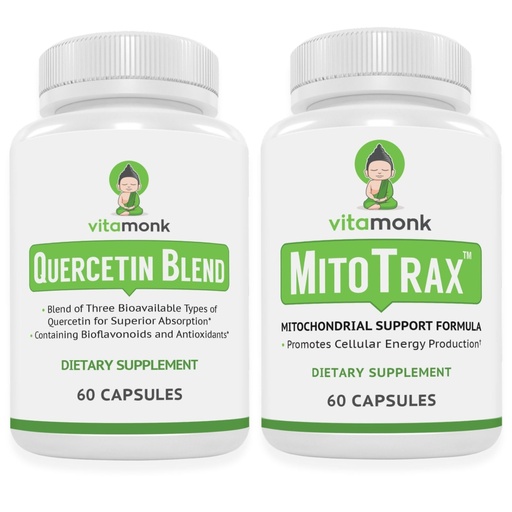 [BRSRGBIYCJYAOFAU] VitaMonk Quercetin Complex + MITOTRAX Mitochondrial Support Bundle – Immune, Antioxidant & Cellular Energy Support – Quercetin 500 mg per Serving (2 Capsules) with Bromelain, CoQ10 & BioPQQ