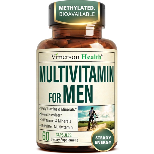 [BRSWKGIMOZYGME3Y] Multivitamin for Men with Methylated Vitamins and Chelated Minerals for Energy, Focus and Immune Health – Premium Daily Mens Multivitamins & Multiminerals – 60 Capsules