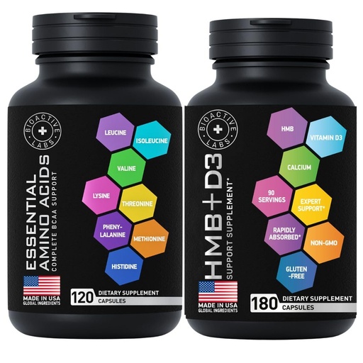 [BRSROGI6BF7Q4CA4] Essential Amino Acids Complex and HMB and Vitamin D3 - Power and Recovery Bundle