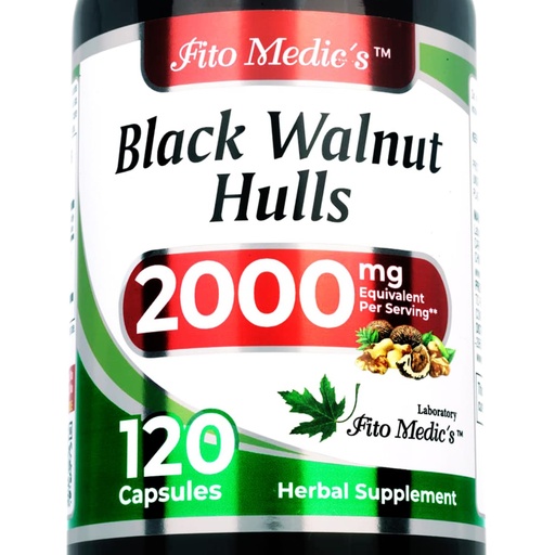 [BRSRMBQCOQPRUH32] FITO MEDIC'S Lab - Black Walnut Hull, Pure - Black Walnut- 2000 mg per Serving, for Cleansing and Detoxifying, Ultra high Absorption.