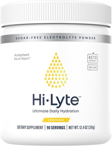 [BRSWYCQTCN4BMFY7] Hi-Lyte Lemonade Electrolyte Powder, Daily Hydration Supplement Drink Mix, 90 Servings | Sugar-Free, 0 Calories, 0 Carbs | No Maltodextrin. Gluten-Free | Supports Keto | Light Refreshing Flavor