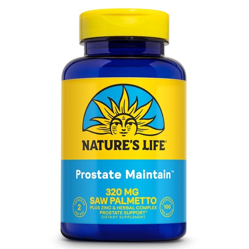[BRSWIYQYCB6RYYA3] Nature's Life Prostate Maintain - Prostate Support Supplement for Men's Health - Saw Palmetto, Pygeum Herbal Complex and Zinc Supplements - 50 Servings, 100 Vegetarian Capsules