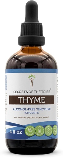 [BRSWGYD4CQBR6DTU] Secrets of the Tribe Thyme Alcohol-Free Liquid Extract, Thyme (Thymus Vulgaris) Dried Leaf Tincture Supplement (4 FL OZ)
