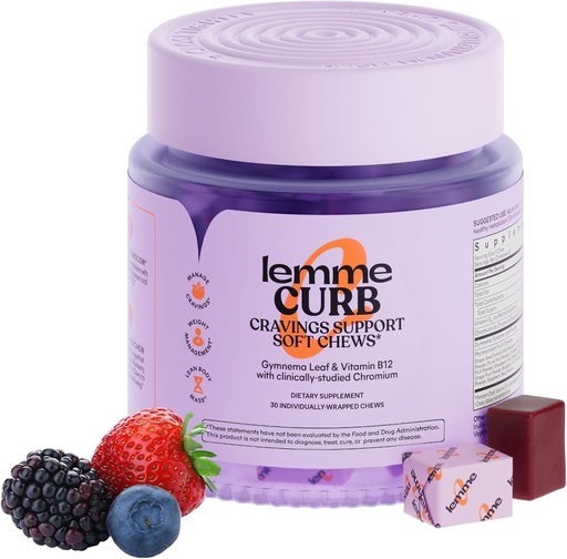 [BRSREFQFAB7AOFY3] Lemme Curb Cravings Soft Chews - Manage Appetite, Support Metabolism & Lean Body w/Clinically Studied Chromium, Gymnema & B12 for Healthy Weight Management, Mixed Berry