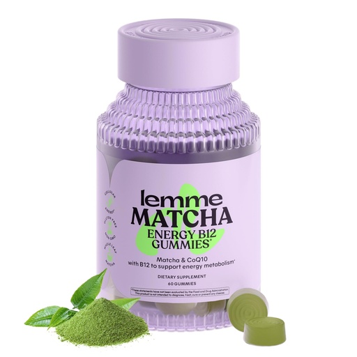 [BRSRMGQDO56RUE34] Lemme Matcha Superfood Energy Gummies with Organic Matcha Green Tea, Vitamin B12 and Antioxidant Coenzyme Q10 to Support Cellular Energy, Metabolism & Healthy Skin - Gluten Free, Non GMO (60 Count)