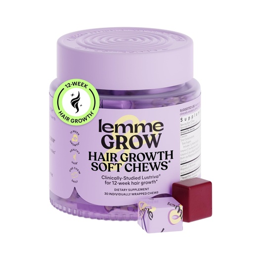 [BRSRGATQOYBRGCTF] Lemme Grow Hair Growth Booster Soft Chews w/Vitamins for Women and Men with Clinically Studied Lustriva and Biotin, Promotes Thicker, Fuller, Stronger Hair, Mixed Berry, 30 Day Supply