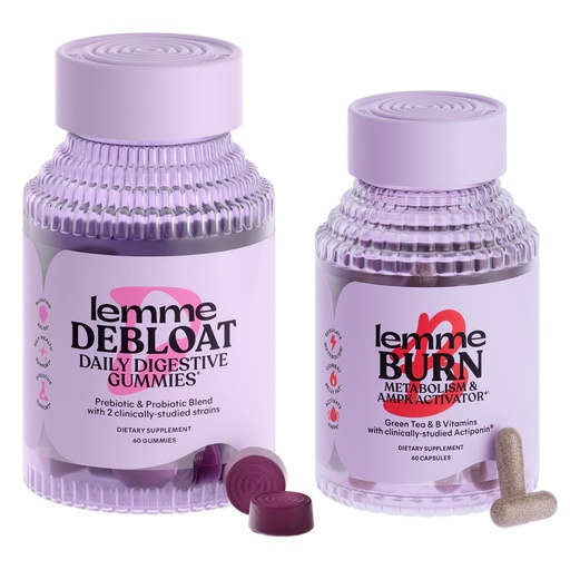 [BRSROBT3PIPGG2T6] Lemme Debloat and Burn - Metabolism, Bloat Support, Gut Health & Weight Management with Clinically Studied Probiotics, Prebiotics, Green Tea Extract, Vitamins B6 & B1 - Gluten-Free, 60 Count Ea