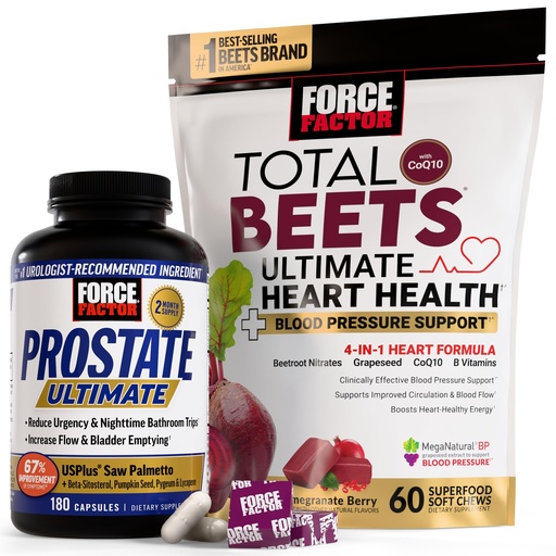 [BRSRGHA6AAIGAA3Z] Force Factor Prostate Ultimate,180 Caps Total Beets Ultimate Heart Health Chews Pomegranate Berry, 60 Soft Chews