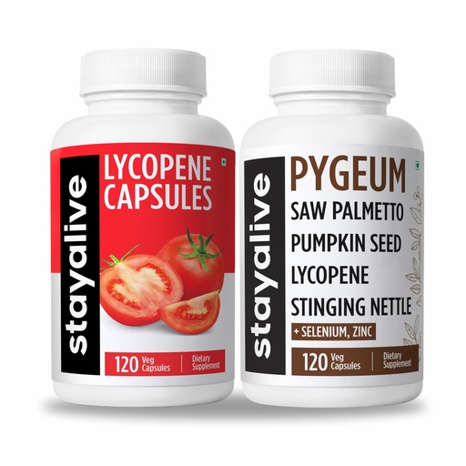[BRSRGYL4PN5RS23V] STAYALIVE Lycopene and Pygeum Bundle with Saw Palmetto, Pumpkin Seed and Zinc, 240 Vegan Pills, Non-GMO & Gluten Free Men's Health Supplement