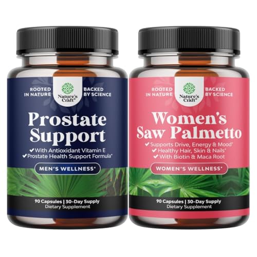 [BRSRG2T3AEJQMHT3] Bundle of Herbal Prostate Supplement for Men - Potent Pygeum Saw Palmetto Extract Beta Sitosterol & Green Tea and Extra Strength Saw Palmetto for Women 500mg - Hair Vitamins for Hair Loss Supplement