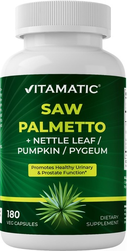 [BRSREHQPPMBG22TL] Vitamatic Saw Palmetto + Nettle Leaf/Pumpkin/Pygeum, 180 Veg Capsules