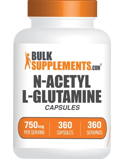 [BRSROGI6BYAWOH3Z] BulkSupplements.com N-Acetyl L-Glutamine Capsules - Glutamine Supplement, Amino Acids Supplement - Gluten Free, 1 Capsule per Serving (750mg), 360 Count (Pack of 1)