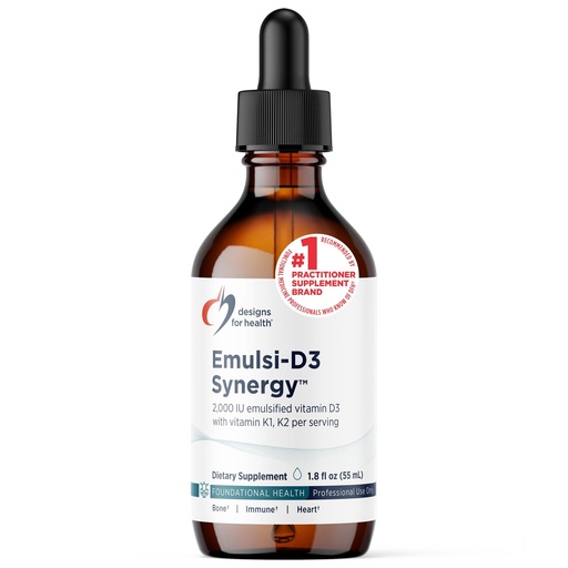 [BRSWIZAROQJRK336] Designs for Health Emulsi-D3 Synergy 2000 IU Vitamin D Liquid with Vitamin K - Emulsified Liquid D3 K2 Drops for Immune System Support & Bone Health - Gluten-Free + Non-GMO (55 Servings / 1.8oz)