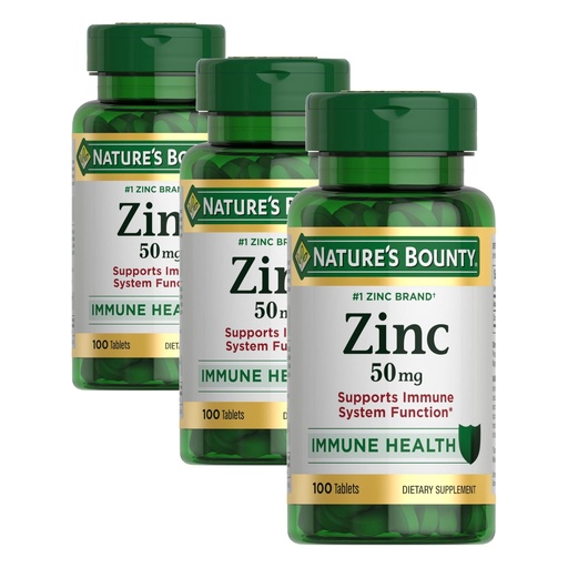 [BRSREBINOECRE3TO] Nature’s Bounty Zinc 50mg Immune System, Skin, & Antioxidant Health Support Contributes to DNA Formation Vegetarian, Non-GMO, Gluten Free | 100 Caplets, 1 Serving Per Day for Daily Health (Pack of 3)