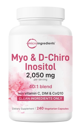 [BRSREZQBCJ7RO2DO] Myo-Inositol & D-Chiro Inositol 2,050mg | 240 Veggie Capsules + Vitamin C, Folate, DIM, & CoQ10 | Inositol Supplement for Women | 40:1 Ratio | Hormonal Balance & Ovarian Support | Filler Free