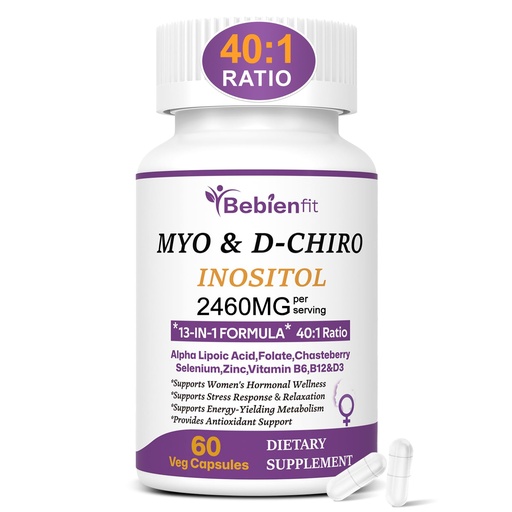 [BRSREC33CQHAOADU] 13-in-1 Myo Inositol & D-Chiro Inositol for Women,2460mg-40:1 Ratio Supplement Plus Alpha Lipoic Acid/Folate/Vitex/Magnesium,60 Vegan Capsules