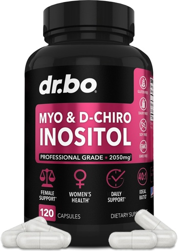 [BRSRAGDQDECB6GYY] Myo-Inositol & D-Chiro Inositol Supplement Capsules - 40:1 Ratio Inositol Supplement for Women 2050mg with Vitamin B8 Pills - Natural Supplements for Female Women Support & Womens Health 120 Capsules