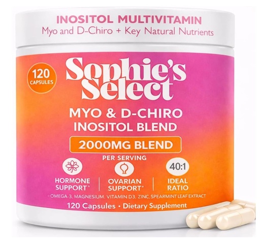 [BRSRG2QTAAMGKET6] Myo-Inositol & D-Chiro Inositol 2000 mg per Serving - Inositol Supplement for Women 40:1 Formula with Spearmint, Vitamin D3, Zinc & Magnesium - Hormone Balance, Ovarian Support - 120 Capsules 1 Pack