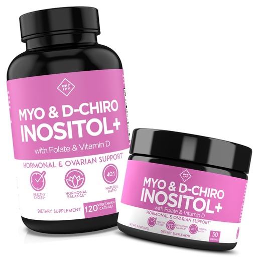 [BRSWYGQ2CINBS3QV] Optify Inositol Supplement Bundle – Myo-Inositol, D-Chiro Inositol, Folate & Vitamin D – Capsule & Powder – 60-Day Supply – Hormone & Ovarian Support