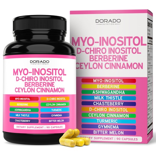 [BRSRACQYDMPGCELD] Myo-Inositol & D-Chiro Inositol Supplement For Women (90 Capsules, 40:1 Ratio Myo Inositol) Hormone Balance for Women - 10 in 1 Formula - Third Party Tested, Vegan Safe & USA Made - (90 Count)