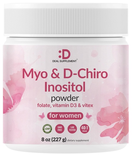 [BRSREEI6AEFQMYDX] Myo-Inositol & D-Chiro Inositol Supplement Powder for Women | 40:1 Ratio with Methylfolate, Vitamin D3 & Vitex | Supports Hormonal Balance & Ovarian Health | Non-GMO | 8oz (109 Servings)