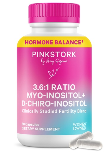 [BRSWYZ3QBEJQAYDG] Pink Stork Myo-Inositol & D-Chiro Inositol: 3.6:1 Blend to Support Fertility, Hormone Balance for Women - Ovarian Function, Ovulation, Conception, and Period Support Supplement - 60 Capsules