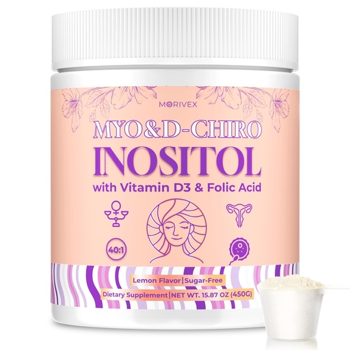 [BRSRECYEOV7AE2TL] Myo-Inositol & D-Chiro Inositol Supplement for Women, 4000mg:100mg Inositol Powder, Fertility Supplements Hormonal Balance for Women Ovarian Health Support, with Folate & Vitamin D, Vegan, 90-Day