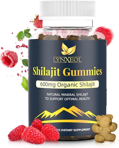 [BRSRAEIZOUMR62YY] Pure Himalayan Shilajit Gold Gummies with Gokshura & Ashwagandha – Sugar-Free, Organic, Lab-Tested with 85+ Trace Minerals & Fulvic Acid – Non-GMO Supplement for Men & Women, 60 Gummies
