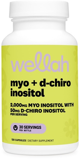 [BRSRGA34PIHRQEQ2] Wellah Myo & D-Chiro Inositol for Women 120 Capsules - 2,000mg of Myo Inositol with 50mg of D-Chiro Inositol, Supplement for Women, 30 Servings