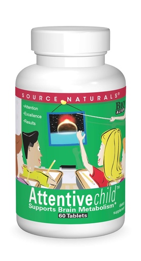 [BRSWIY3YON6WGHLU] Source Naturals Attentive Child - Healthy Cognitive Nutrients for Active Children - Improved Focus & Attention with DMAE, Magnesium, Zinc & Grape Seed Extract - 60 Tablets