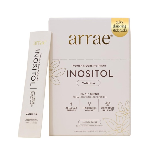 [BRSRGGAOOUBAG23V] Arrae Inositol Supplement for Women - Supports Healthy Hormonal Balance, Regular Cycles, & Ovarian Health - 40:1 Myo & D-Chiro Raton with Lactoferrin & Folate - Vanilla Flavor - 30 Pack