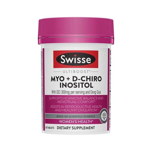 [BRSREED6AF7RGHY3] Swisse Ultiboost Myo-Inositol & D-Chiro Inositol Supplement | Hormonal Balance, Ovarian Health & Menstrual Support | 1100mg Myo-Inositol + 300mg DCI with Dong Quai | 30 Tablets