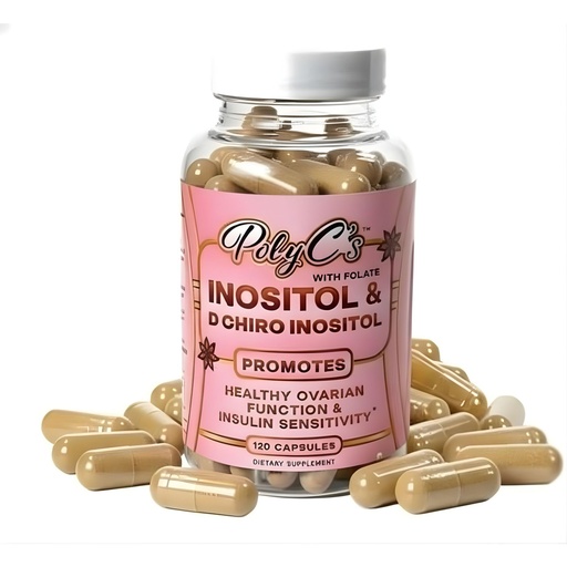 [BRSREHYYAEOWKFAU] POLYC'S Myo-Inositol & D-Chiro Inositol Supplement for Women - 40:1 Ratio with Folate | Myoinositol Support Healthy Hormonal Balance and Menstrual Cycle | 120 Vegan Capsules