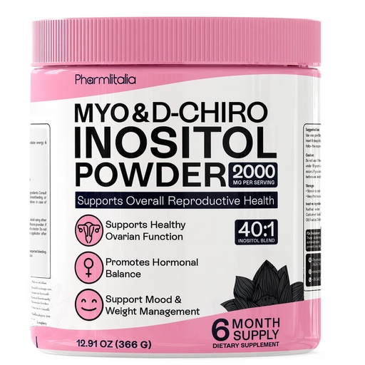 [BRSREAD4OAGR4GQZ] Pharmlitalia Myo-Inositol & D-Chiro Inositol Powder - Supplement for Women, Hormone Balance & Healthy Ovarian Support - 40:1 Blend, Great Alternative to Capsules (12.91 oz)
