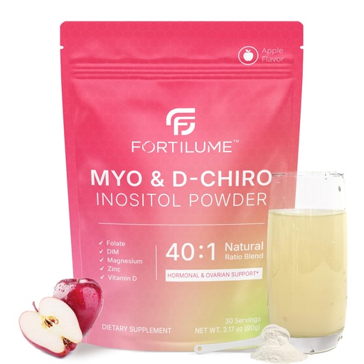 [BRSREGT2CR6AMAD7] Myo & D-Chiro Inositol Powder 40:1 Ratio for Women's Hormone Balance & Ovarian Support - with Folate, DIM, Zinc, Magnesium Glycinate & Vitamin D3 - Apple Flavor, 30 Servings