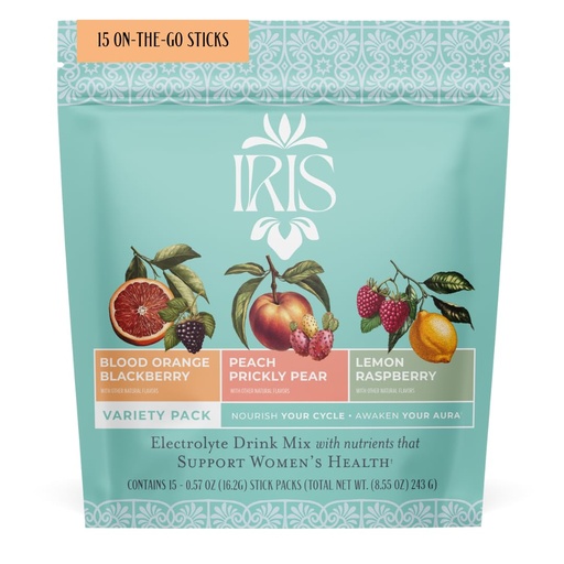[BRSREGABAAGQIYLP] Iris Women’s Hormonal Health Daily Electrolyte Drink Mix | High Fiber, Essential B Vitamins for Mood Support | 40:1 Myo & D‑Chiro Inositol | Variety Pack, 15 Hydration Powder Packets