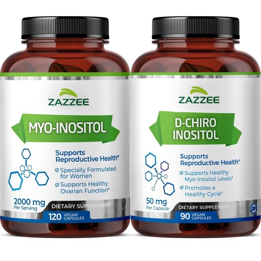 [BRSW2GIHDNYAYCQ7] Zazzee 40:1 Ratio Myo and D-Chiro Inositol Supplement for Women | Myo Inositol Capsules Plus D-Chiro for Cycle Regulation Ovarian Support & Overall Hormone Balance for Women - Vegan & ISO Lab Tested