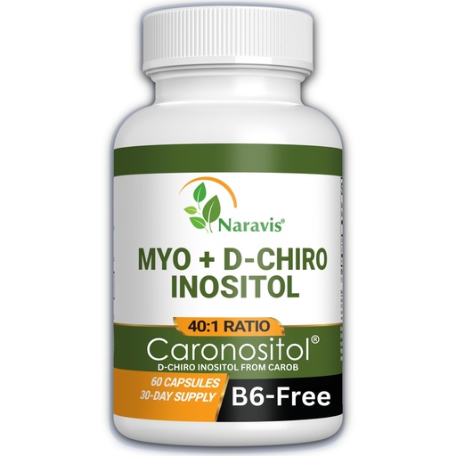 [BRSRGEIKARYQ4YLK] Naravis Inositol Supplement - 40:1 Myo-Inositol & D-Chiro Inositol with Caronositol® (Vegan & B6-Free), Hormone Balance & Ovarian Support, 60 Capsules, GMP Certified, Third-Party Tested
