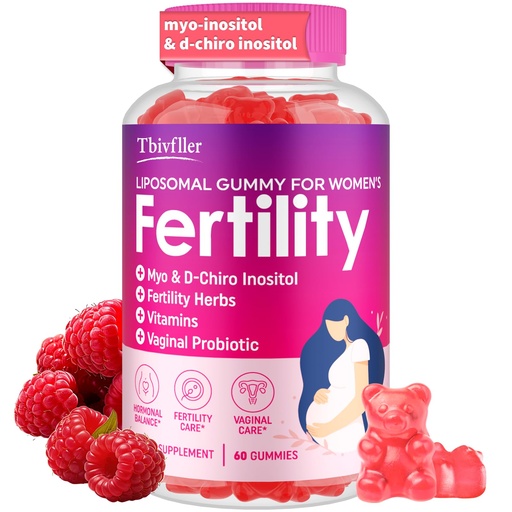 [BRSRAYY3OUDWYCD6] Fertility Supplements for Women, Prenatal Vitamins with Myo-Inositol & D-Chiro Inositol, Folate, Herbs, for Hormonal Balance, Fertility & Vaginal Care, 60 Prenatal Gummies (Raspberry)