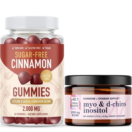 [BRSREGT3CIIGOYDU] SMNutrition Inositol Powder & Cinnamon Gummies | GlucoBalancing Set with Myo-Inositol & D-Chiro Inositol Powder (30 Servings) and Cinnamon Gummy Complex (30 Servings)